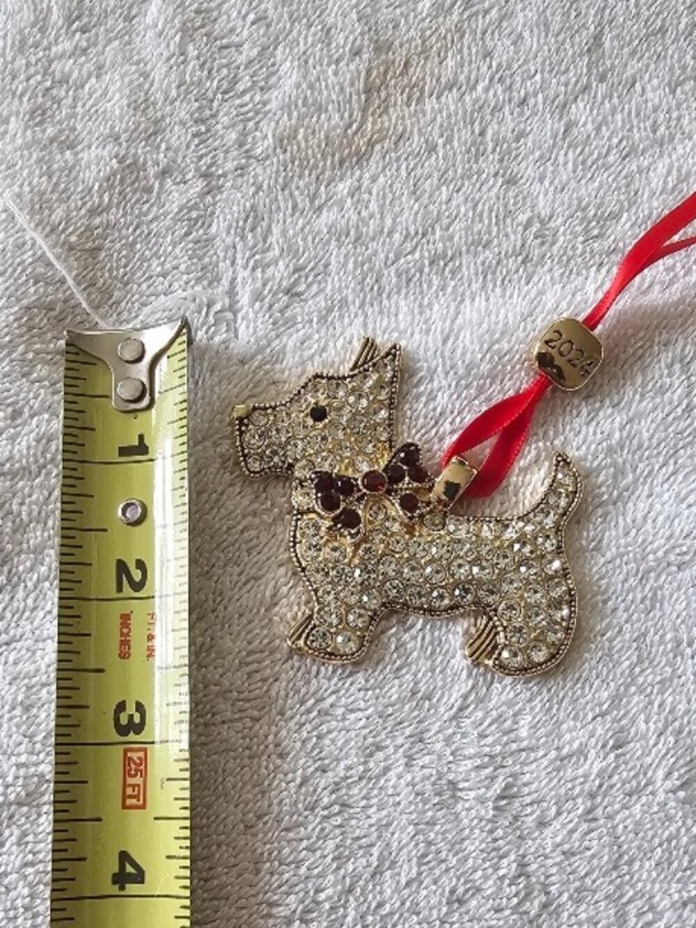 2024 Monet Gold Tone Crystal Rhinestone Westie Scottie Dog Bag Charm Ornament